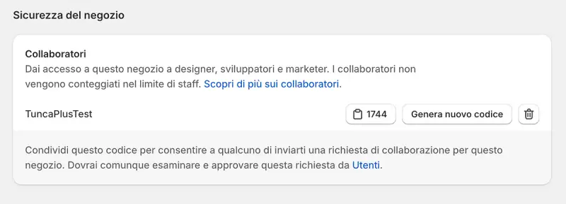 Il codice di richiesta collaborazione nella sicurezza del negozio